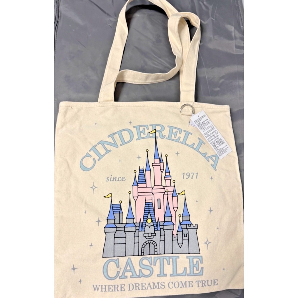 2026 Disney Parks WDW Cinderella Castle Canvas Tote Bag Dreams Come True